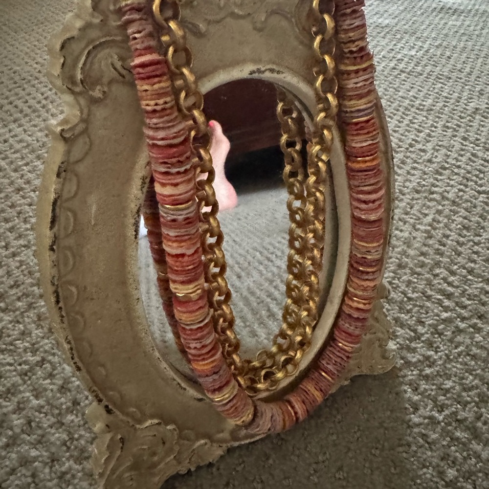 Gold and Pink Beaded Necklace